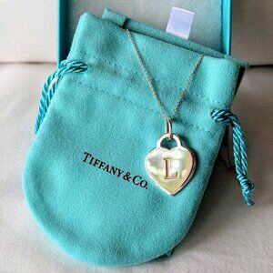 Tiffany & Co. Initial "L" Heart Pendant Necklace Sterling Silver